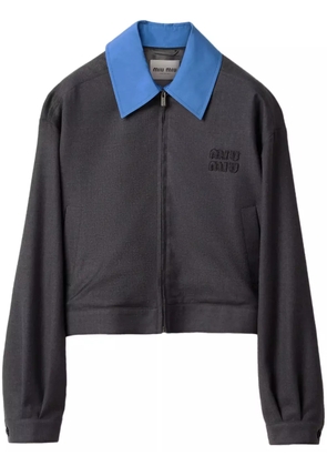 Miu Miu gabardine-weave bomber jacket - Grey