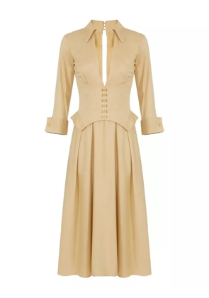 Elisabetta Franchi logo-plaque cotton dress - Yellow