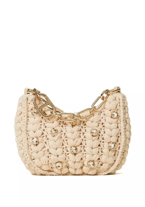 TWINSET crochet-effect crystal-embellished shoulder bag - Neutrals