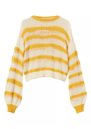 TWINSET striped balloon-sleeve sweater - White