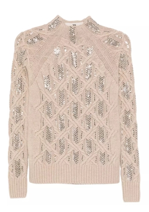 Ermanno Scervino cable-knit sequin-embellished sweater - Neutrals