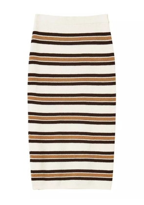 TWINSET striped knit midi skirt - White
