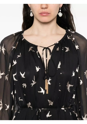 ZIMMERMANN bird-print ruffled dress - Black