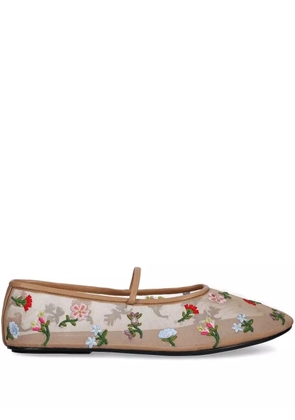 Jeffrey Campbell embroidered mesh ballet flats - Brown