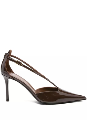 Giuseppe Zanotti 80mm patent leather ankle-strap pumps - Brown