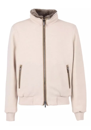 Moorer shearling-collar zip-front jacket - Neutrals