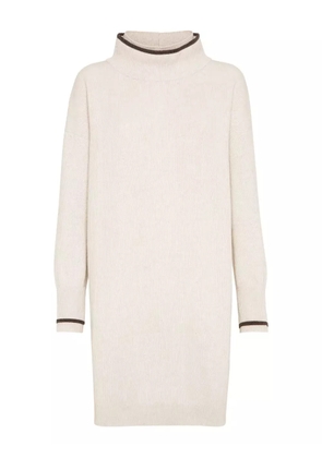 Brunello Cucinelli ribbed high-neck dress - Neutrals