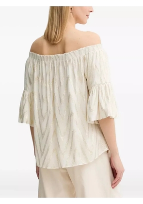 Bruuns Bazaar chevron-pattern off-shoulder top - White