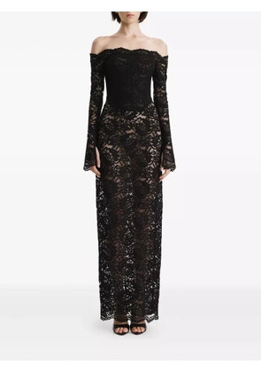 2310 STUDIO off-shoulder lace midi evening dress - Black