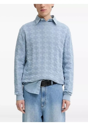 HUGO textured diamond-pattern sweater - Blue