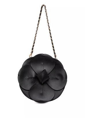 CHANEL Pre-Owned 2002-2003 Lambskin and Satin Camellia Flower Evening Bag handbag - Black