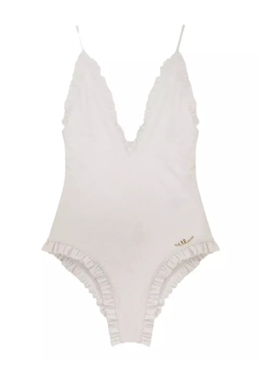 Chloé ruffled embroidered swimsuit - White