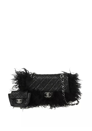CHANEL Pre-Owned 2008 fur-trim shoulder bag - Black