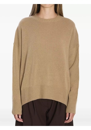 Allude ribbed side-slits cashmere sweater - Brown