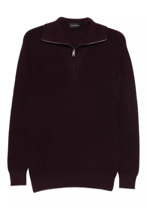 Tagliatore zip-neck wool sweater - Red