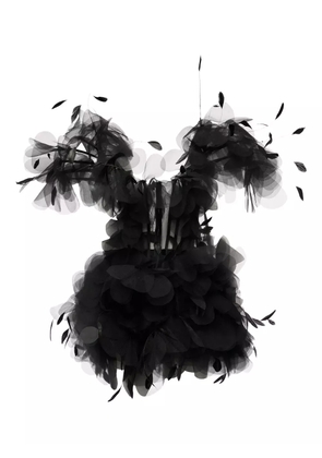 Ana Radu feather-trimmed ruffled dress - Black