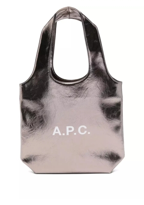 A.P.C. small Ninon metallic logo tote bag - Silver