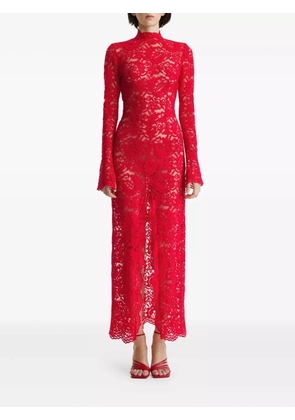 2310 STUDIO floral-lace turtleneck dress - Red