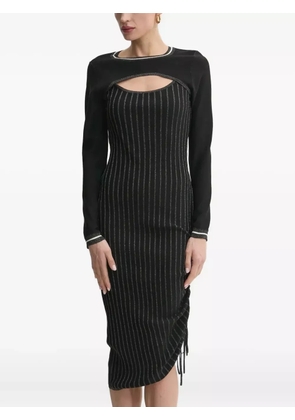 LIU JO pinstripe drawstring midi dress - Black