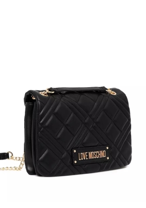 Love Moschino logo-plaque quilted crossbody bag - Black