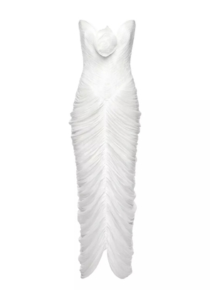 Ana Radu rose-embellished draped maxi dress - White