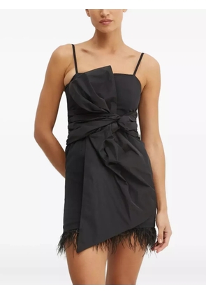 Silvian Heach bow-detail feather-trimmed mini dress - Black