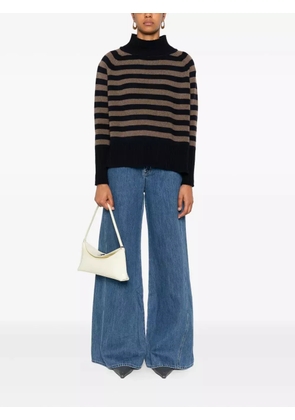 BeYou high-neck striped sweater - Brown