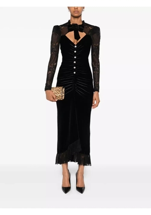 NISSA lace-trimmed midi dress - Black