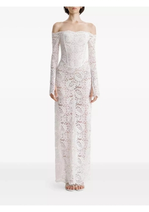 2310 STUDIO lace corset off-shoulder maxi dress - White