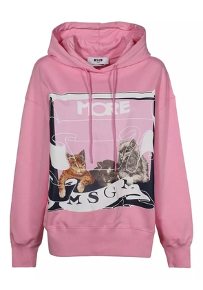 MSGM cat-print hoodie - Pink
