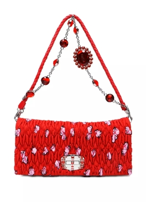Miu Miu Pre-Owned 2010s Matelasse crystal embellished shoulder bag - Red