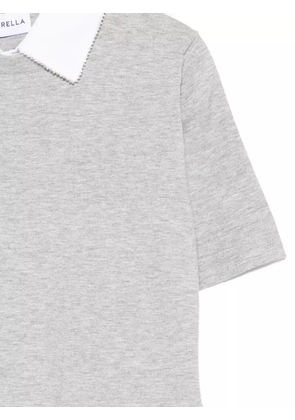 Marella embellished-collar short-sleeve top - Grey
