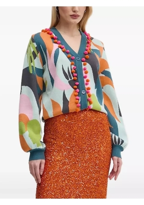 NEVER FULLY DRESSED graphic-print pom-pom cardigan - Blue