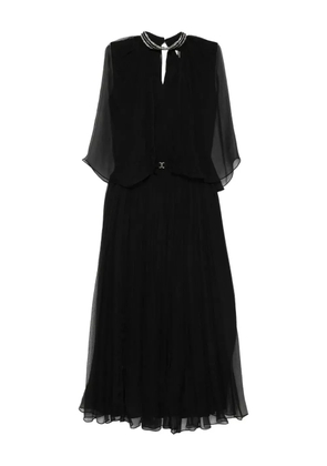 NISSA crystal-embellishment pleated midi dress - Black
