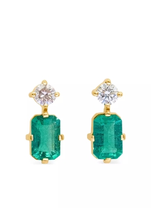 YI Collection 18K yellow gold Deco diamond and emerald earrings