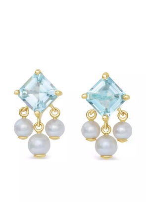 YI Collection 18K yellow gold Nymph aquamarine and pearl earrings