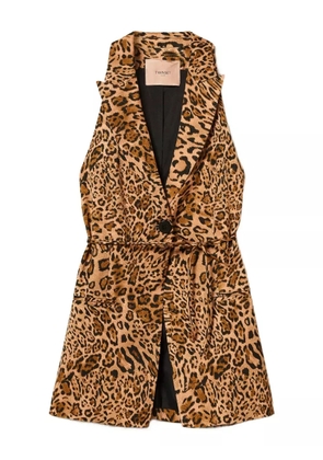 TWINSET leopard-print belted waistcoat - Brown