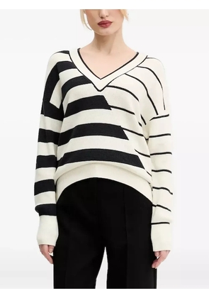 Desigual V-neck striped knit - White