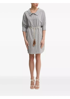 LIU JO striped-belted shirt mini dress - Black