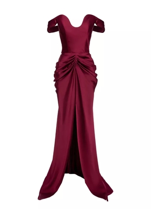 Ana Radu off-the-shoulder draped dress - Red