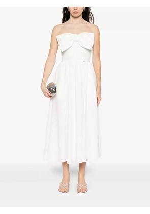 NISSA bow-detailed midi dress - White