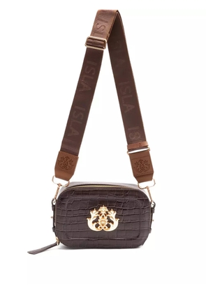 Isla Dance crocodile-embossed embellished mini bag - Brown