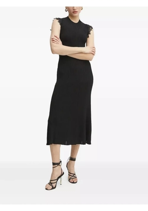 ERMANNO FIRENZE lace-trimmed ribbed-knit midi dress - Black