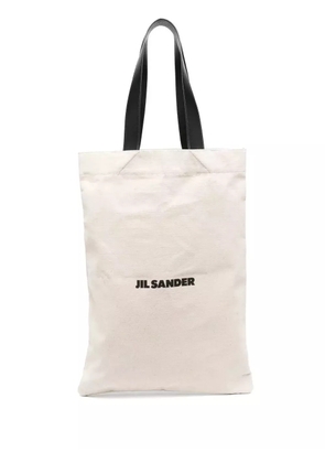 Jil Sander logo-print linen tote bag - Neutrals