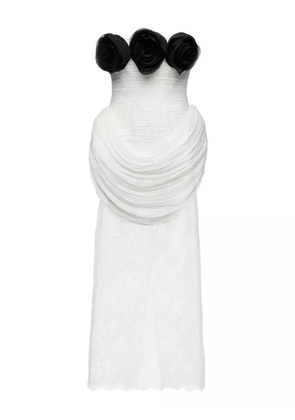 Ana Radu rose-embellished pleated dress - White
