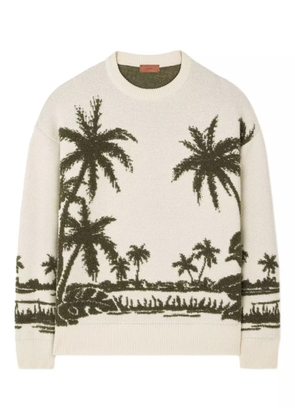 Alanui palm-tree intarsia sweater - Green