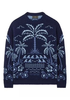 Alanui Glimpse of Eden palm-tree intarsia sweater - Blue
