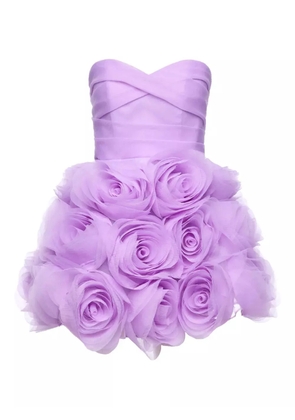 Ana Radu rose-embellished strapless mini dress - Purple