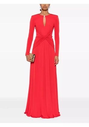 NISSA keyhole-neck long-sleeve maxi dress - Red
