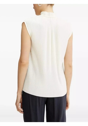 BOSS pleated tie-neck top - White